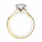 Yellow Gold Round Brilliant Diamond Ring with Channel Pavé Shoulders