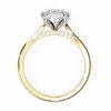 Yellow Gold Round Brilliant Diamond Ring with Channel Pavé Shoulders