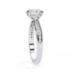 White Gold Round Brilliant Diamond Ring with Channel Pavé Shoulders