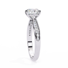White Gold Round Brilliant Diamond Ring with Channel Pavé Shoulders