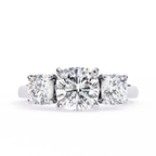 White Gold Three Stone Cushion Cut Diamond Trilogy Ring
