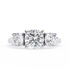 White Gold Three Stone Cushion Cut Diamond Trilogy Ring