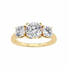 Yellow Gold Three Stone Cushion Cut Diamond Trilogy Ring