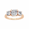 Rose Gold Three Stone Cushion Cut Diamond Trilogy Ring