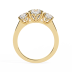 Yellow Gold Three Stone Cushion Cut Diamond Trilogy Ring