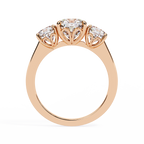 Rose Gold Three Stone Cushion Cut Diamond Trilogy Ring