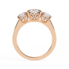Rose Gold Three Stone Cushion Cut Diamond Trilogy Ring