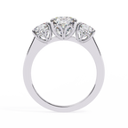 White Gold Three Stone Cushion Cut Diamond Trilogy Ring