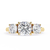 Yellow Gold Three Stone Cushion Cut Diamond Trilogy Ring