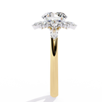 Yellow Gold Round Diamond Starburst Halo Engagement Ring