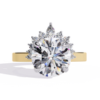 Yellow Gold Round Diamond Crown Halo Solitaire Ring