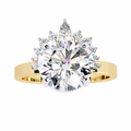 Yellow Gold Round Diamond Crown Halo Solitaire Ring