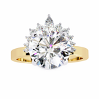 Yellow Gold Round Diamond Crown Halo Solitaire Ring
