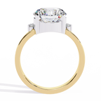 Yellow Gold Round Diamond Crown Halo Solitaire Ring