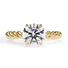 Yellow Gold Round Diamond Rope Twist Solitaire Ring
