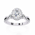 White Gold Oval Cut Diamond Halo Ring with Marquise Accents and Twisted Pavé Band