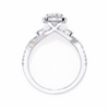 White Gold Oval Cut Diamond Halo Ring with Marquise Accents and Twisted Pavé Band