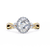 Yellow Gold Oval Cut Diamond Halo Ring with Marquise Accents