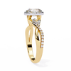Yellow Gold Oval Cut Diamond Halo Ring with Marquise Accents