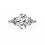 Yellow Gold Oval Cut Diamond Cluster Ring with Marquise and Round Side Stones