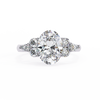 White Gold Oval Cut Diamond Cluster Ring with Marquise and Round Side Stones