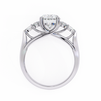 White Gold Oval Cut Diamond Cluster Ring with Marquise and Round Side Stones