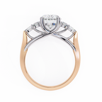 Rose Gold Oval Cut Diamond Cluster Ring with Marquise and Round Side Stones