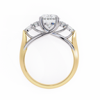 Yellow Gold Oval Cut Diamond Cluster Ring with Marquise and Round Side Stones