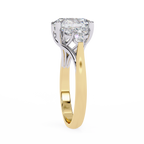 Yellow Gold Oval Cut Diamond Cluster Ring with Marquise and Round Side Stones