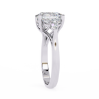 White Gold Oval Cut Diamond Cluster Ring with Marquise and Round Side Stones