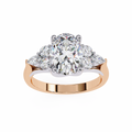 Rose Gold Oval Cut Diamond Cluster Ring with Marquise and Round Side Stones