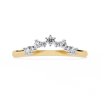 Yellow Gold Round Diamond Crown Tiara Curved Band Ring