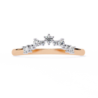 Rose Gold Round Diamond Crown Tiara Curved Band Ring