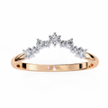 Rose Gold Round Diamond Crown Tiara Curved Band Ring