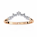 Rose Gold Round Diamond Crown Tiara Curved Band Ring