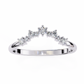 White Gold Round Diamond Crown Tiara Curved Band Ring