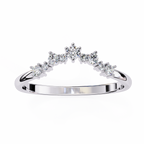White Gold Round Diamond Crown Tiara Curved Band Ring