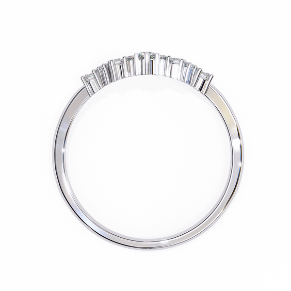 White Gold Round Diamond Crown Tiara Curved Band Ring