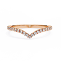 Rose Gold Round Diamond Chevron V-Shape Pavé Band Ring