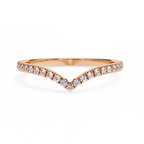Rose Gold Round Diamond Chevron V-Shape Pavé Band Ring