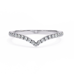 White Gold Round Diamond Chevron V-Shape Pavé Band Ring