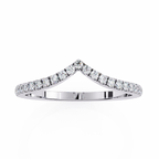 White Gold Round Diamond Chevron V-Shape Pavé Band Ring