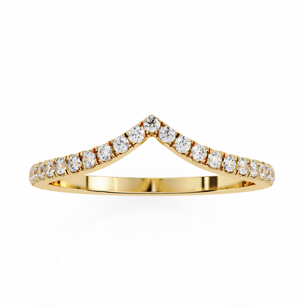 Yellow Gold Chevron Pavé Diamond Band Ring