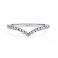 White Gold Round Diamond Chevron V-Shape Pavé Band Ring
