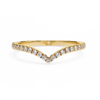 Yellow Gold Chevron Pavé Diamond Band Ring