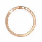 Rose Gold Round Diamond Chevron V-Shape Pavé Band Ring