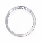 White Gold Round Diamond Chevron V-Shape Pavé Band Ring