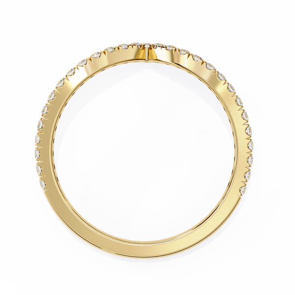 Yellow Gold Chevron Pavé Diamond Band Ring