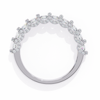 White Gold Round Diamond Cluster Half Eternity Band Ring