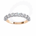 Rose Gold Round Diamond Cluster Two-Tone Half Eternity Band Ring